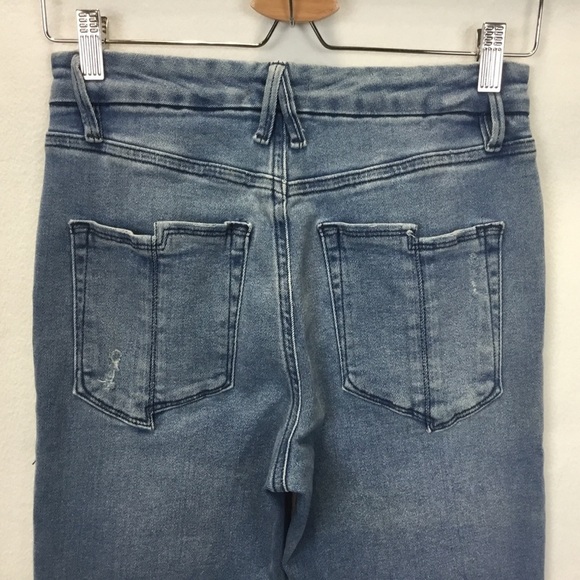 Good American Good Waist Cropped Skinny Split Back Pocket Blue Jeans Size 6/28 - Picture 4 of 12